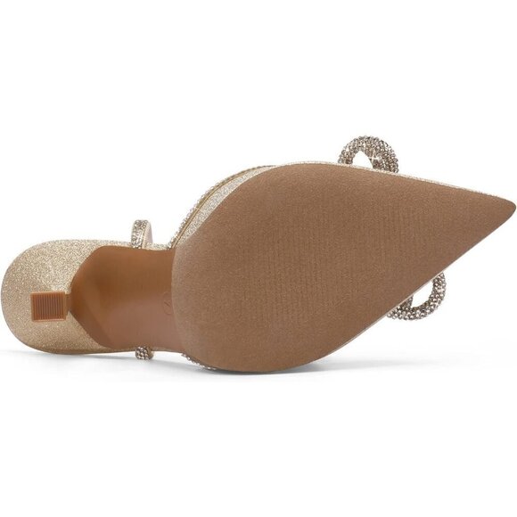 Women's Gold High Heels Destiny Closed Toe Strappy Heels Sexy Ankle  Strap - Picture 5 of 6